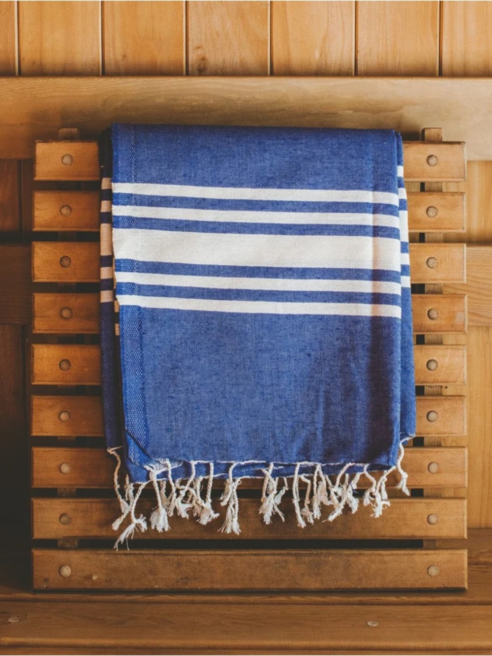Pestemal Bath Towel Beach Coastal Striped Blue White Fringe Lightweight Material